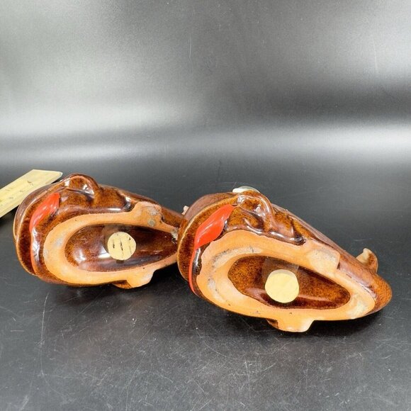 Vintage RedWare While Ceramic Hand Glazed Salt And Pepper Shaker Set Wiggly Eyes - Picture 6 of 13